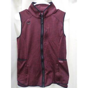 Jaanuu 5 Pkt Scrub Outerwear Zip Fleece Vest Burgundy Junior Women's Size Medium
